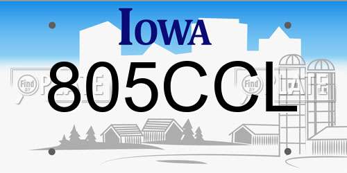805CCL Iowa License Plate