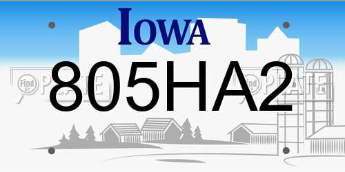805HA2 Iowa License Plate