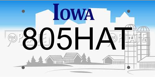 805HAT Iowa License Plate