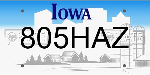 805HAZ Iowa License Plate