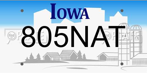 805NAT Iowa License Plate