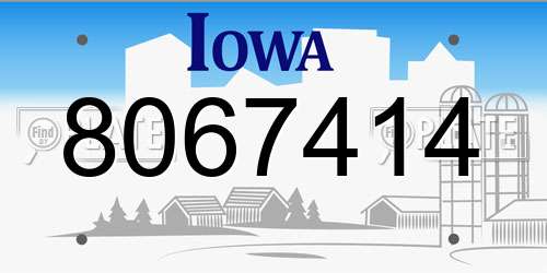 8067414 Iowa License Plate