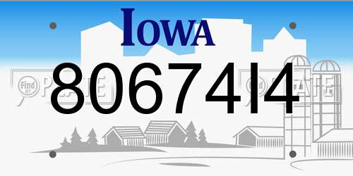 80674I4 Iowa License Plate