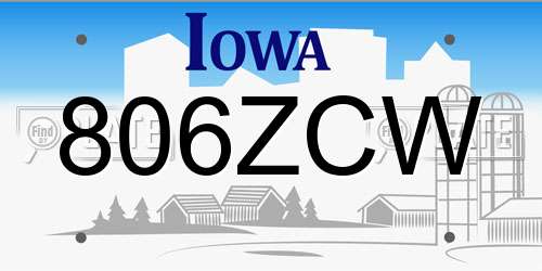 806ZCW Iowa License Plate