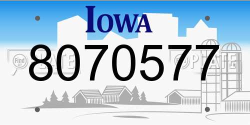 8070577 Iowa License Plate