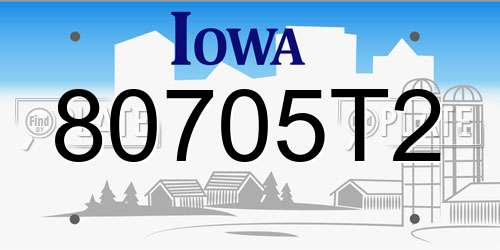 80705T2 Iowa License Plate