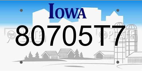 80705T7 Iowa License Plate