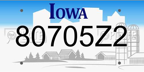 80705Z2 Iowa License Plate