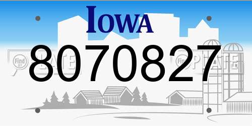 8070827 Iowa License Plate