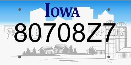 80708Z7 Iowa License Plate