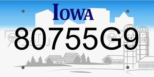 80755G9 Iowa License Plate