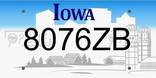 8076ZB Iowa License Plate