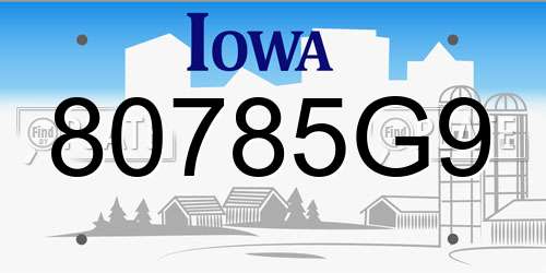 80785G9 Iowa License Plate