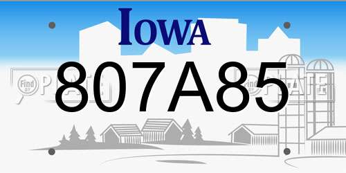 807A85 Iowa License Plate