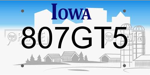 807GT5 Iowa License Plate