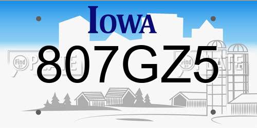 807GZ5 Iowa License Plate