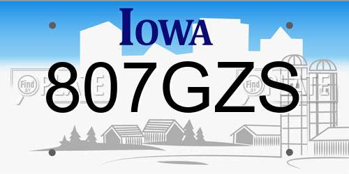 807GZS Iowa License Plate