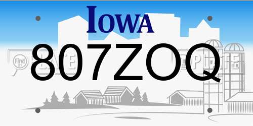807ZOQ Iowa License Plate