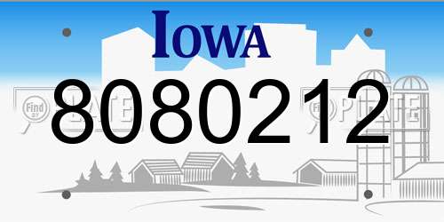 8080212 Iowa License Plate