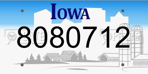 8080712 Iowa License Plate
