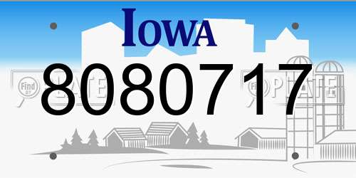 8080717 Iowa License Plate