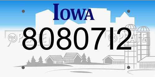 80807I2 Iowa License Plate