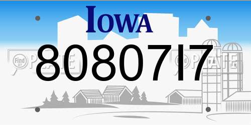 80807I7 Iowa License Plate