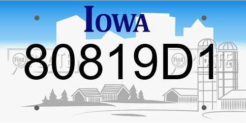 80819D1 Iowa License Plate