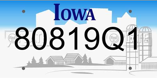 80819Q1 Iowa License Plate