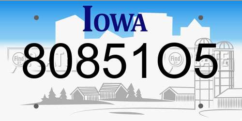 80851O5 Iowa License Plate
