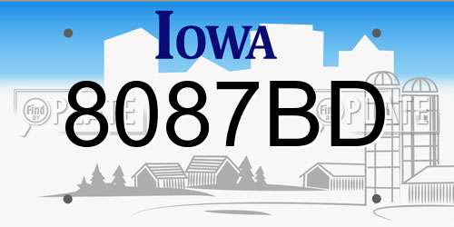 8087BD Iowa License Plate