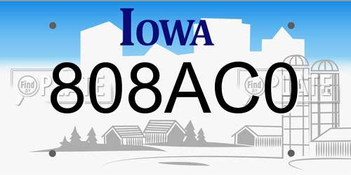 808AC0 Iowa License Plate