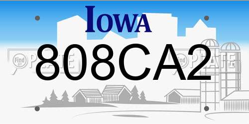 808CA2 Iowa License Plate