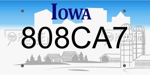 808CA7 Iowa License Plate