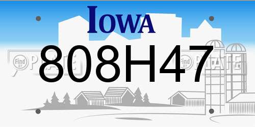 808H47 Iowa License Plate