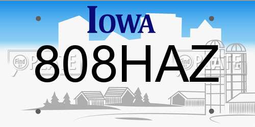 808HAZ Iowa License Plate