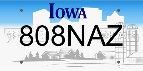 808NAZ Iowa License Plate