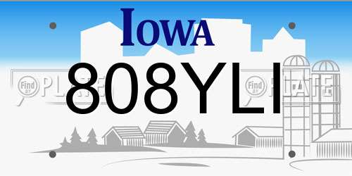 808YLI Iowa License Plate