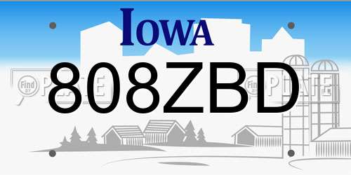 808ZBD Iowa License Plate