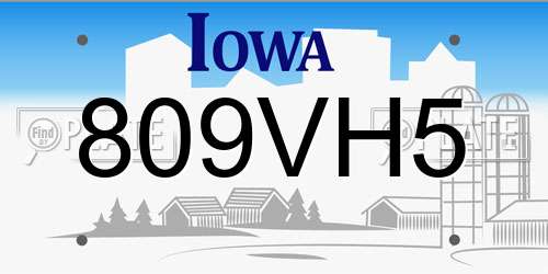 809VH5 Iowa License Plate