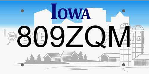809ZQM Iowa License Plate