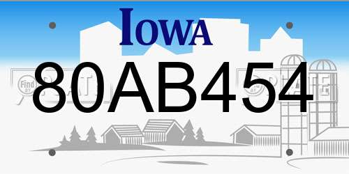 80AB454 Iowa License Plate