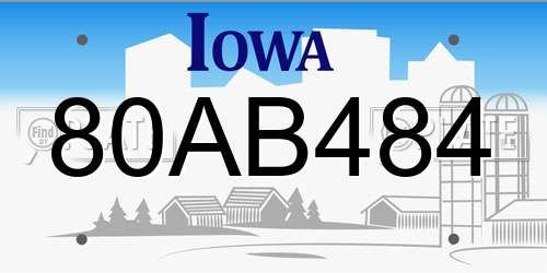 80AB484 Iowa License Plate