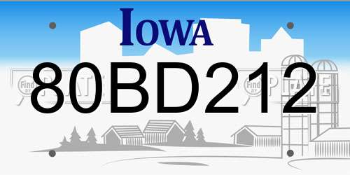 80BD212 Iowa License Plate