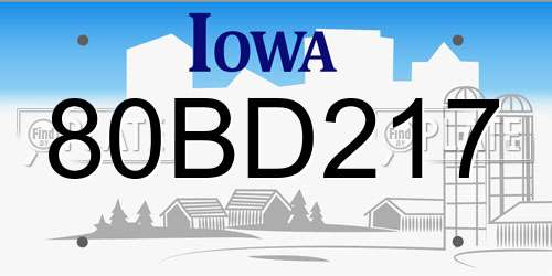 80BD217 Iowa License Plate