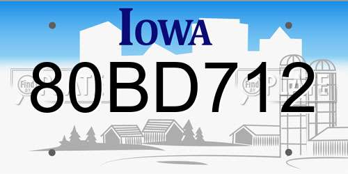 80BD712 Iowa License Plate