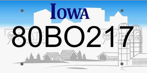 80BO217 Iowa License Plate