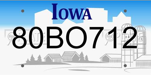 80BO712 Iowa License Plate