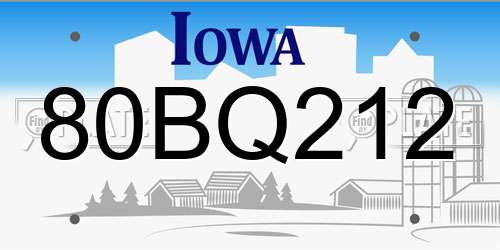 80BQ212 Iowa License Plate