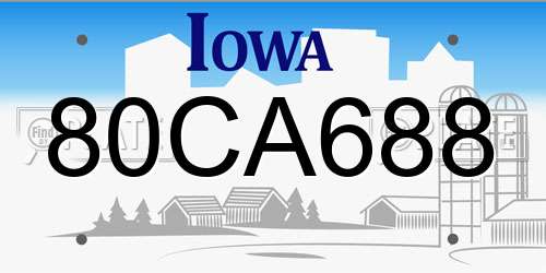80CA688 Iowa License Plate